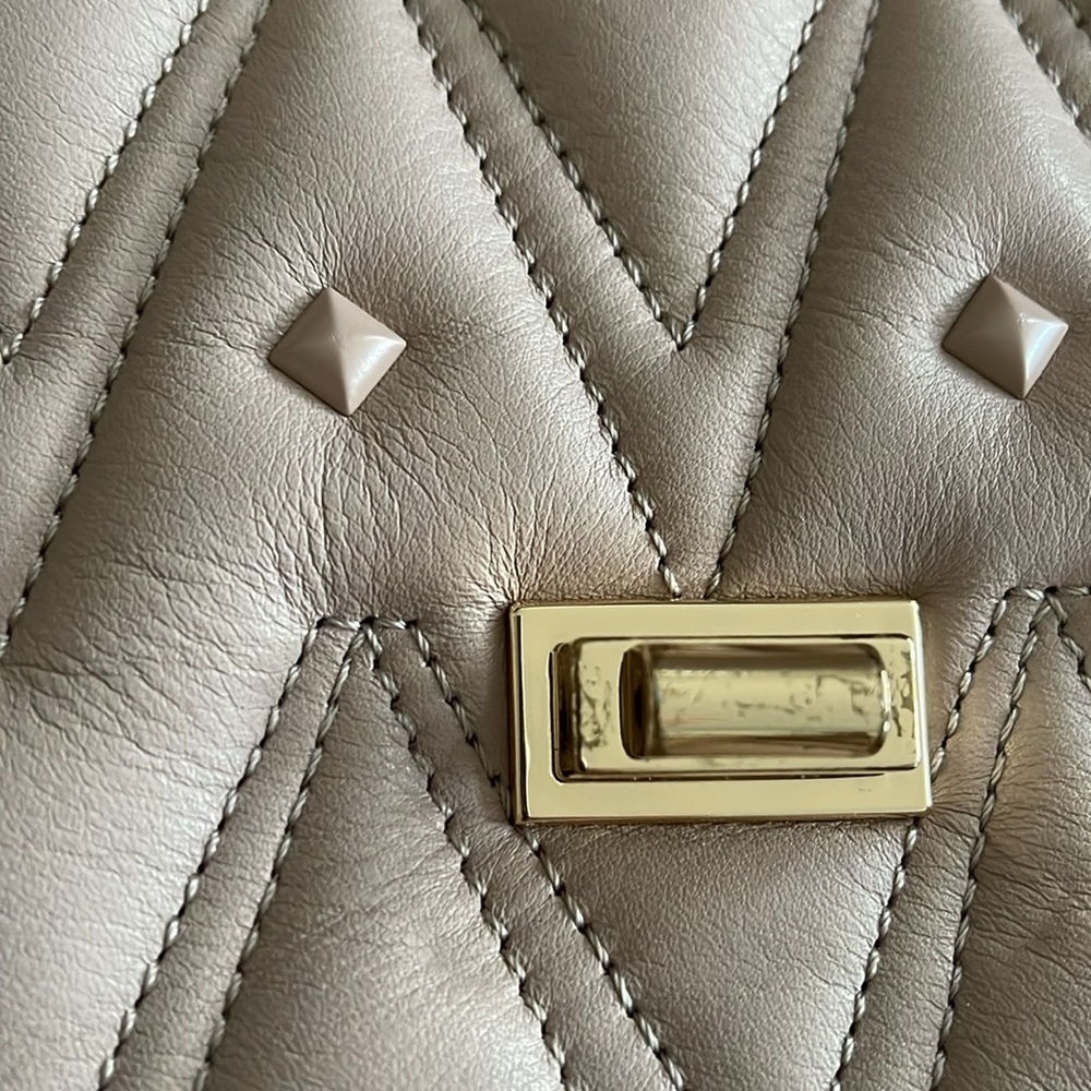 Women Large Valentino By Mario Studded Shoulder Chain/leather Shoulder Bag Nude - Picture 12 of 15